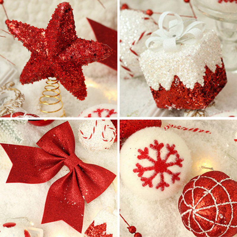 Boule de Noël décorative, 18 pièces de boules de Noël suspendues incassables pour arbre de Noël, Rouge