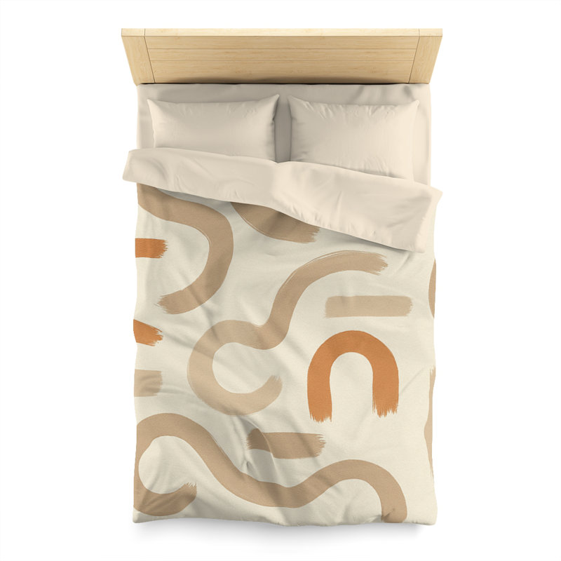 Microfiber Duvet Cover Boho Style, Design 73, Cream, Twin Duvet Cover