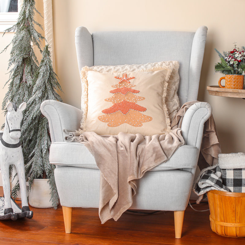 Fringe Cotton Reversible Throw Pillow
