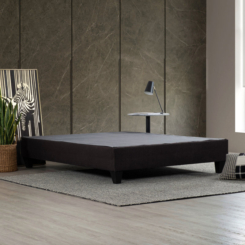 Base de lit tapissier Modern Bed, base de lit en bois, gris foncé