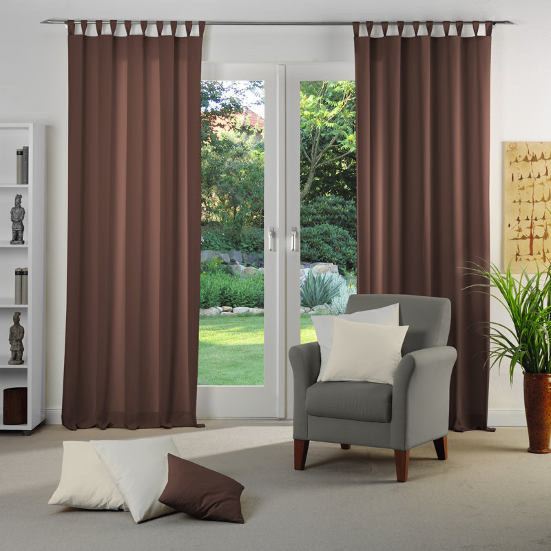 Polyester Blackout Tab Top Curtain Panel, 142cm Width x 345cm Drop, Brown