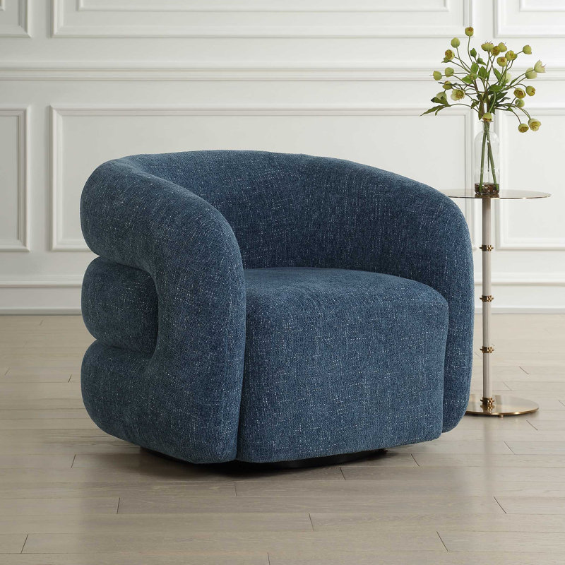  Fauteuil demi-tonneau pivotant bleu Junie