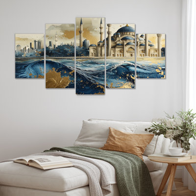 «Blue City», art mural bleu sur toile