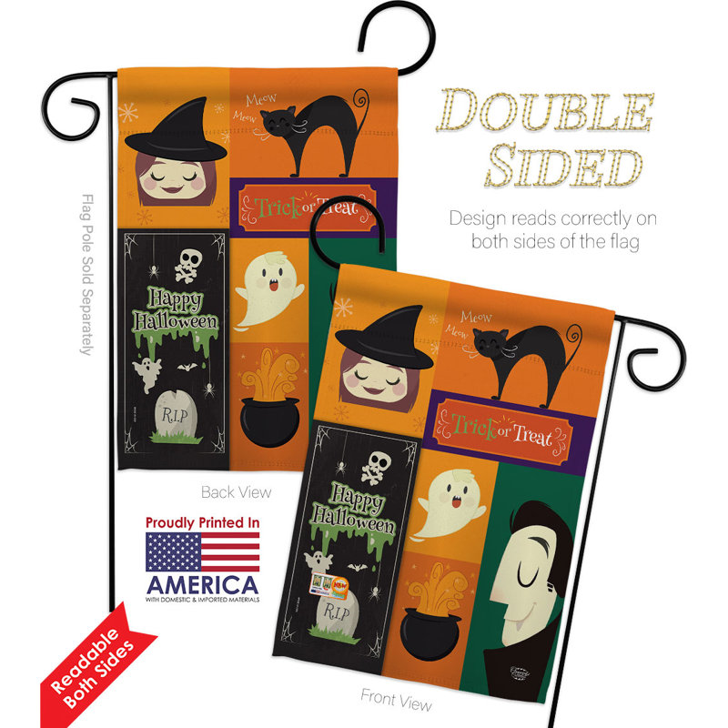 Ensemble de drapeaux d'Halloween en polyester 19 x 13 po