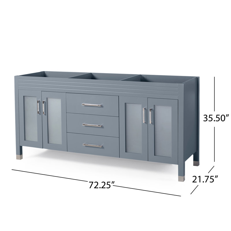 Base de salle de bain double 72 po uniquement meuble-lavabo Will Isaiah, Gris
