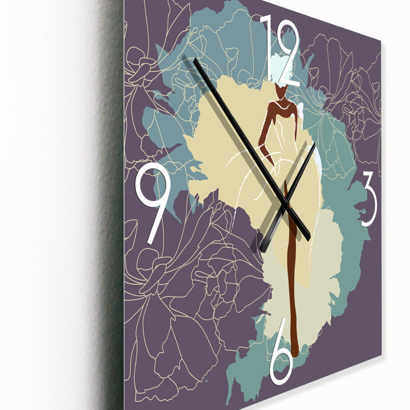 Femme afro-américaine en robe de mariée magnifique - Horloge murale moderne, Petit