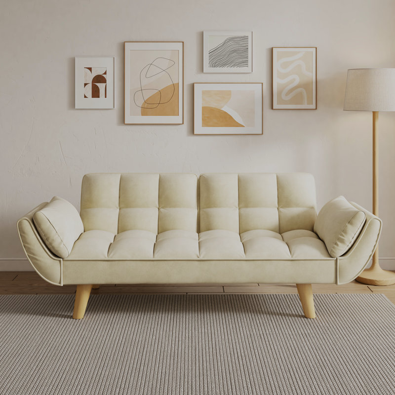 Kaura Upholstered 74'' Sofa, Beige Polyester Blend