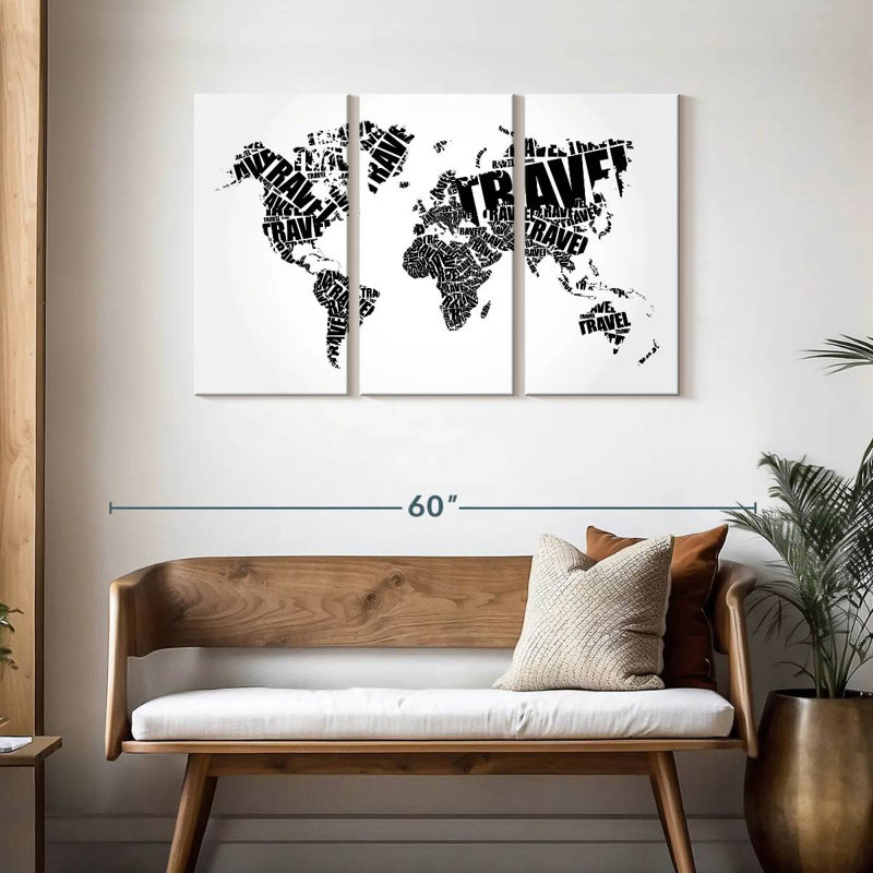 Aliaz Travel Word Cloud Map, 28" H x 45" W