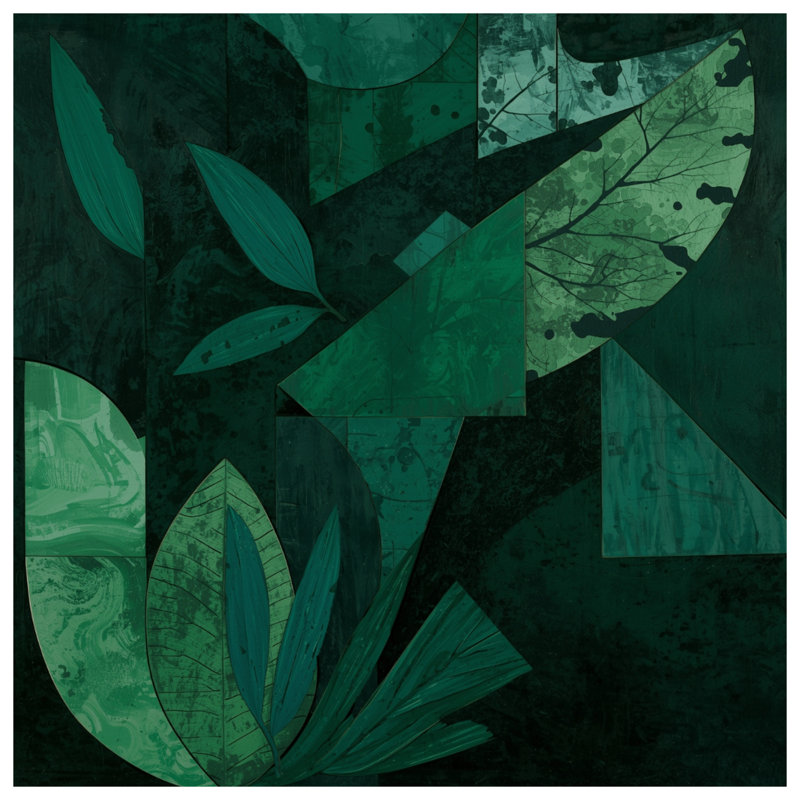 Édredon vert à feuilles géométriques, Grand lit
