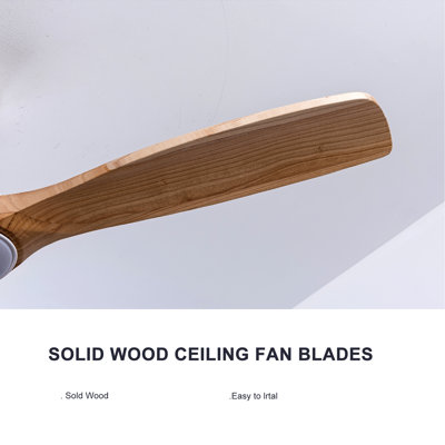 Ventilateur de plafond en bois naturel de 52 po avec moteur à courant continu réversible silencieux à 6 vitesses et ventilateur de plafond en bois à 3 pales pour le patio
