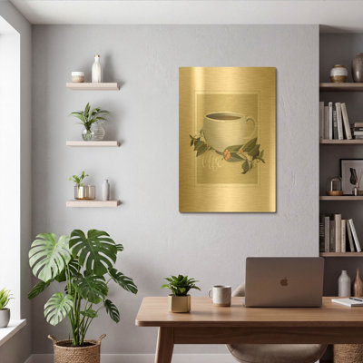 'Botanical Coffee' By House Fenway Gold Metal Wall Art, 12" x 16"
