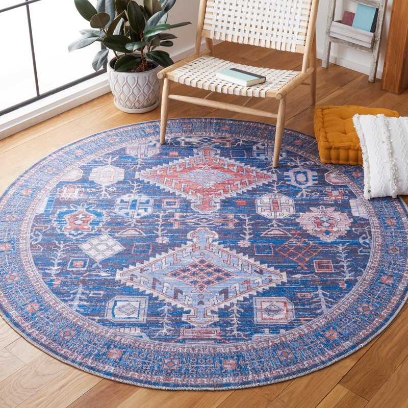 Amer Performance Machine Washable Oriental Rug, Round 6'7"