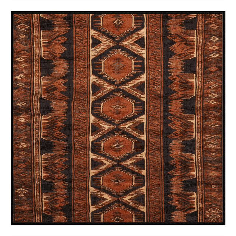 Tapis brun turc lavable à la machine, Carré 4 pi