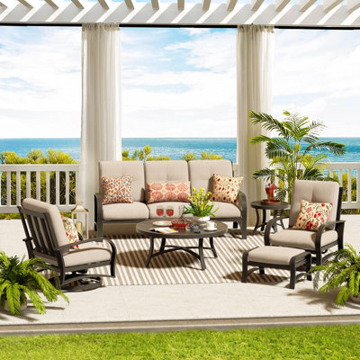 Chamber 5 Person Aluminum Conversation Sofa Seating Group With Sunbrella® Cushions
