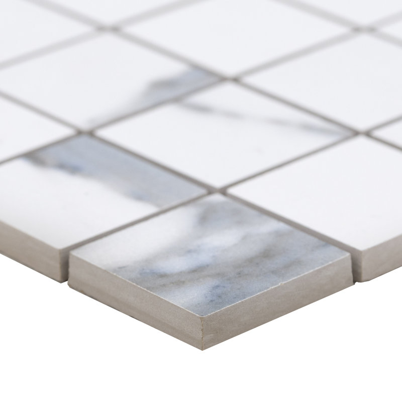 Velluto Grid 12 in. x 12 in. Matte Porcelain Mosaic Floor and Wall Tile, Baltic