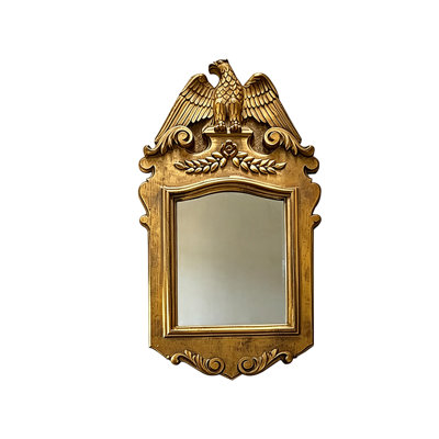 Vertical Antique Gold Eagle Relief Wall Mirror Vintage Ornate Scroll Framed Entryway Accent Mirror