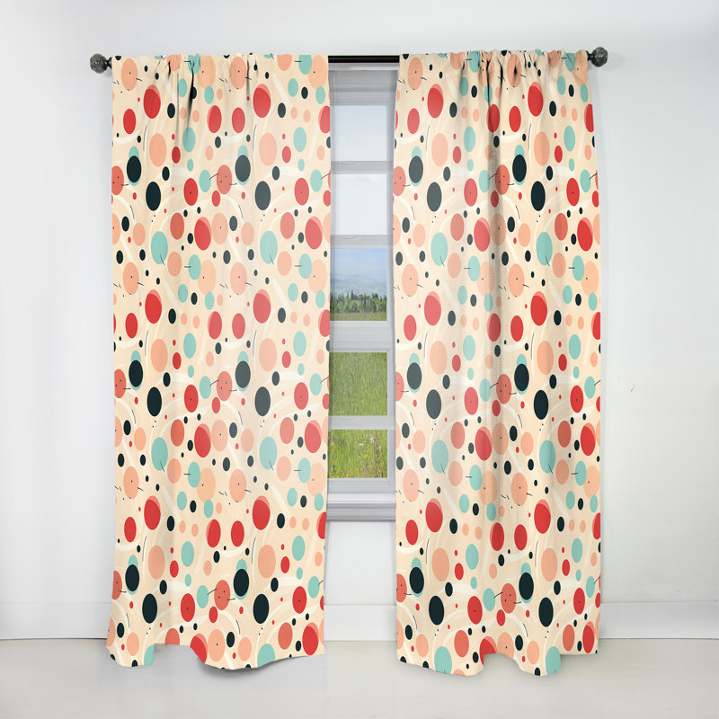 Motif à pois Nostalgic Charm - Rideau abstrait - Rideau abstrait obscurcissant - 1 panneau, L 52 po x L 90 po