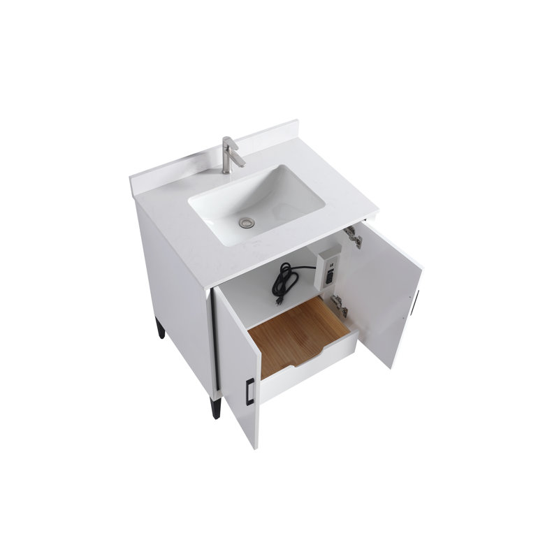30'' White Freestanding Bathroom Vanity with Shaker Base
