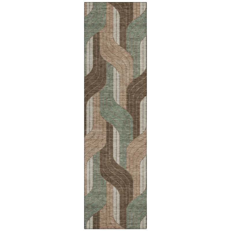 Machine Washable Indoor/Outdoor Lockway ACN2422 Mid-Century Modern Rug, Runner 2'3" x 7'6"