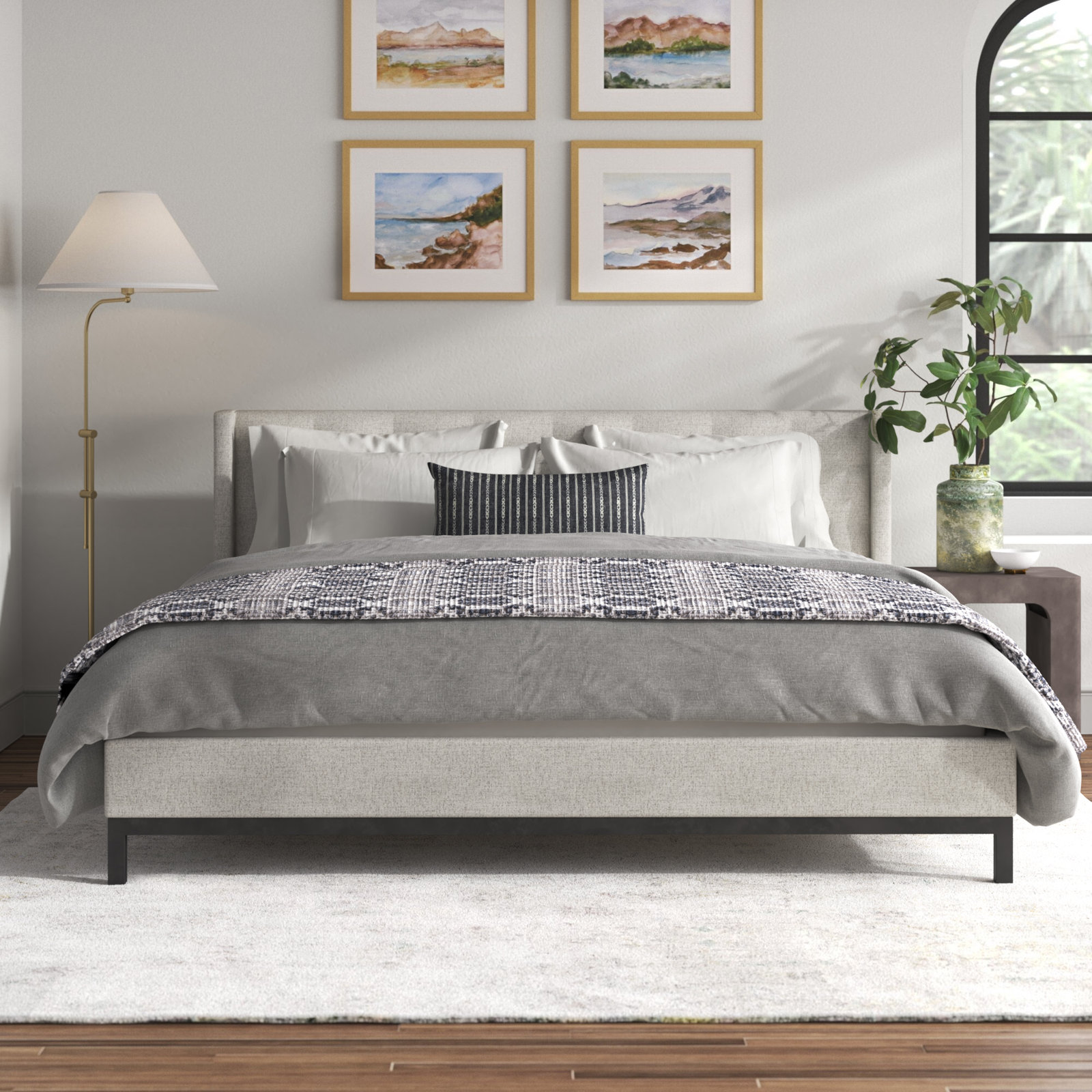 Estrela Wingback Bed, Plushtone, King