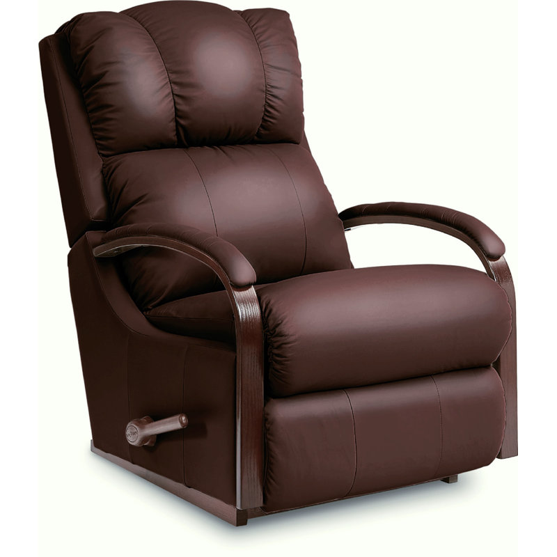 Harbor Town Leather Match Manual Rocking Recliner, Brown Leather Match