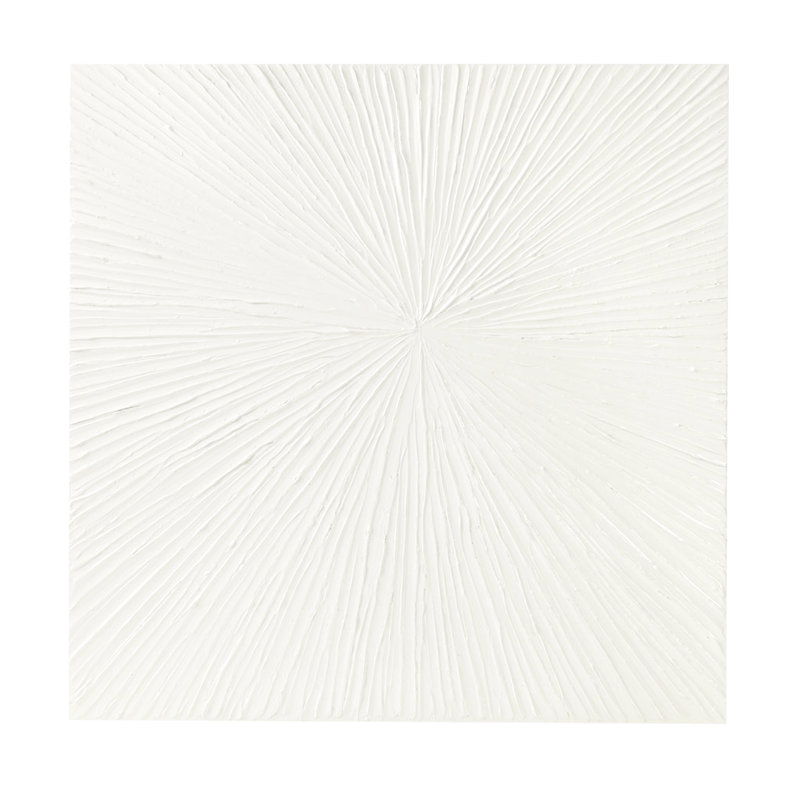 Art mural dimensionnel en résine avec motif abstrait éclatant - 30 po x 30 po, décoration intérieure moderne blanche l 30 po x H 30 po