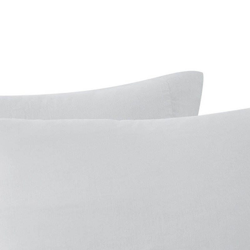 Standard Gray Cotton Polyester Embroidered Pillowcase Pair