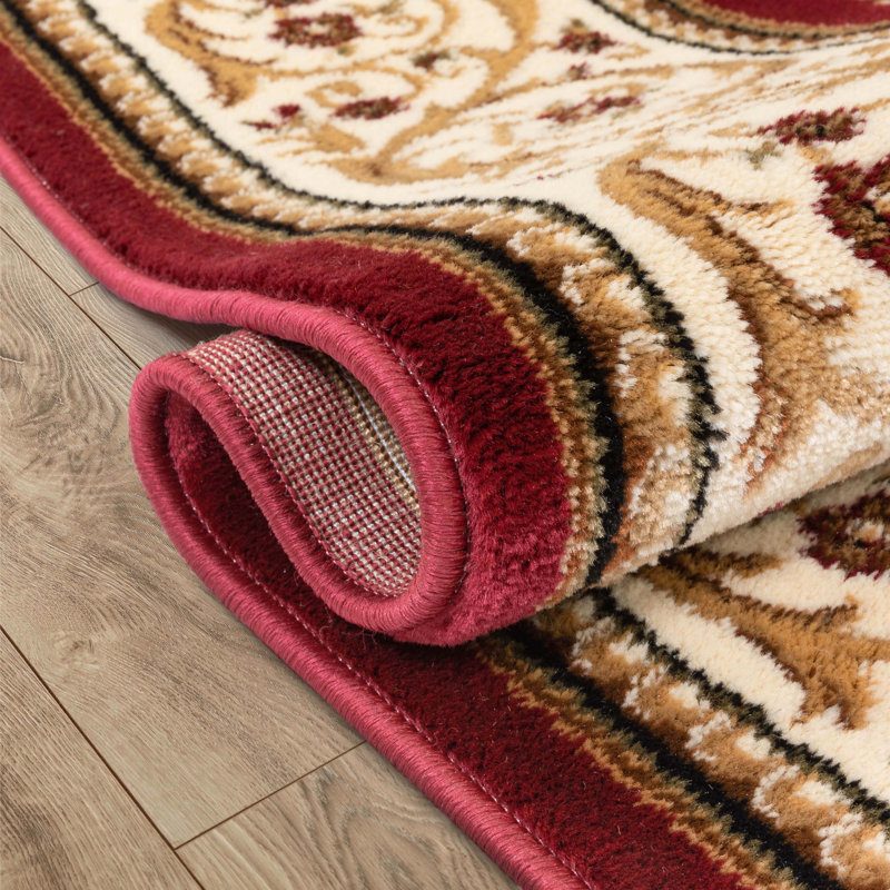 Charlton Home Dezerey Fleur De Lis Traditional Oriental Red Plush Rug, Rectangle 10'11" x 15'