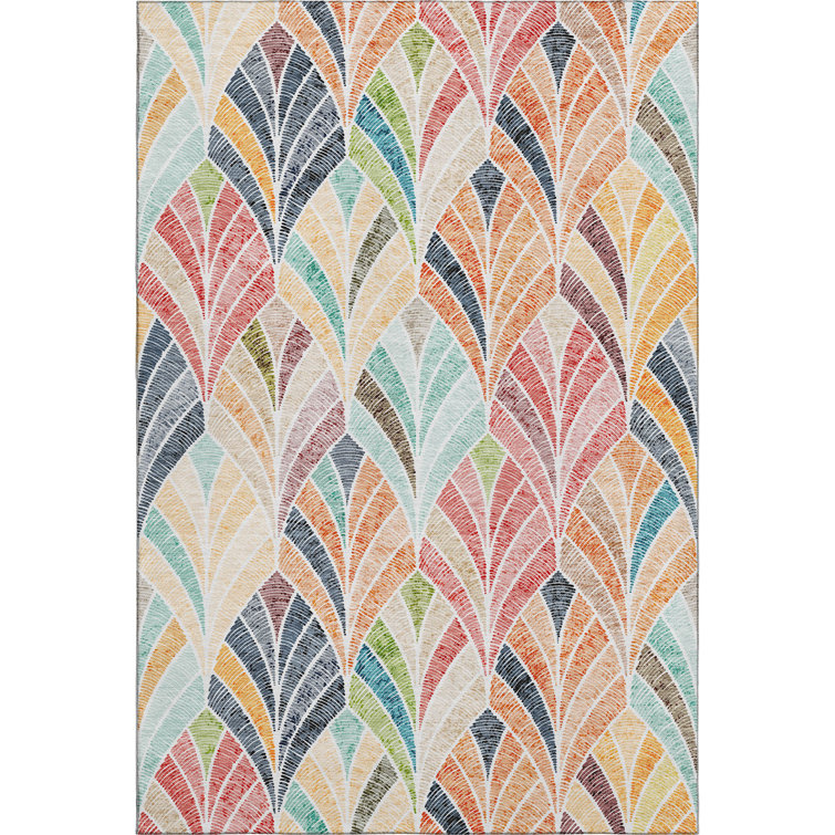 Premium Machine Washable Prisco Orange Rug