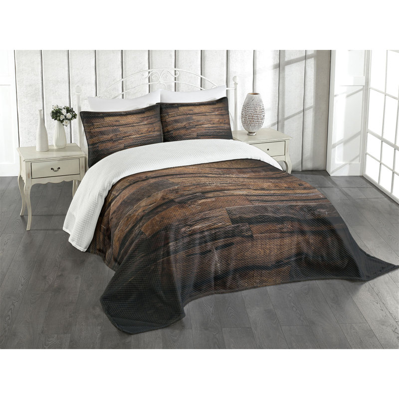 Queen Brown Dark Brown Quilted Bedspread Set with Shams