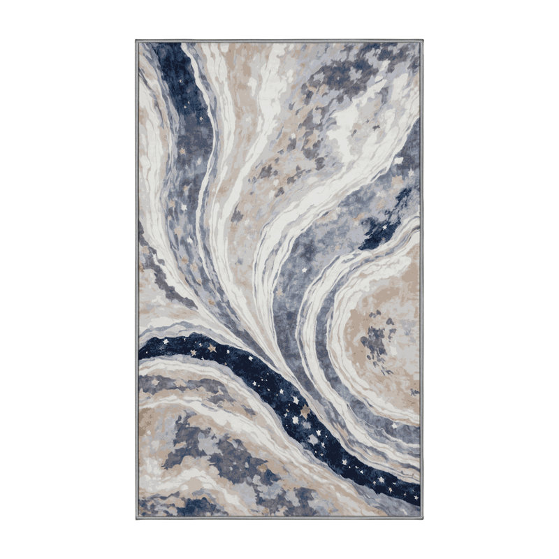 Tapis gris soyeux et moelleux, Rectangle 6 pi x 9 pi