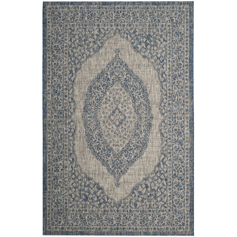 Auburn Light Grey/Blue Indoor/Outdoor Rug, Rectangle 122 x 170 cm