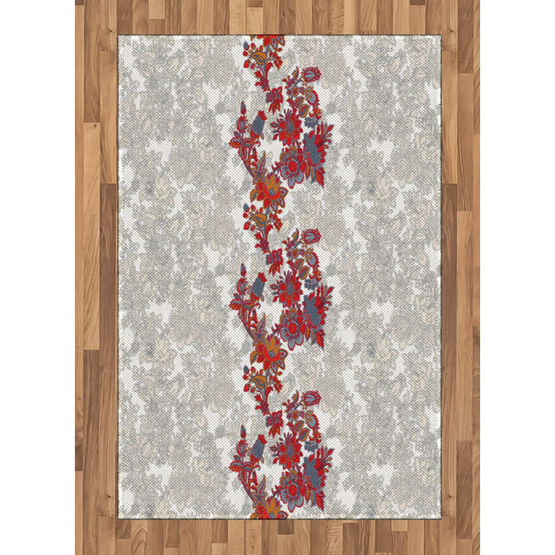 Tapis décoratif floral à haute densité en fibres de polyester, Rectangle— 4 pi x 5 pi 8 po