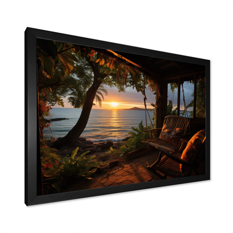 «Alisse Beach Tropical Vibes», impression sur toile, Cadre simple noir, H 24 po x l 32 po x P 1 po