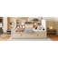 Lit de jour simple en velours beige avec lit gigogne, rangement, charge, convient aux chambres d'amis revêtues de beige, tablettes ouvertes coulissantes et station de charge