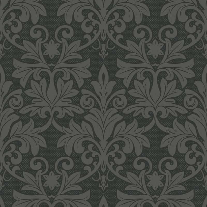 Rococo Relief - Wallpaper, Obsidian, Premium Paper