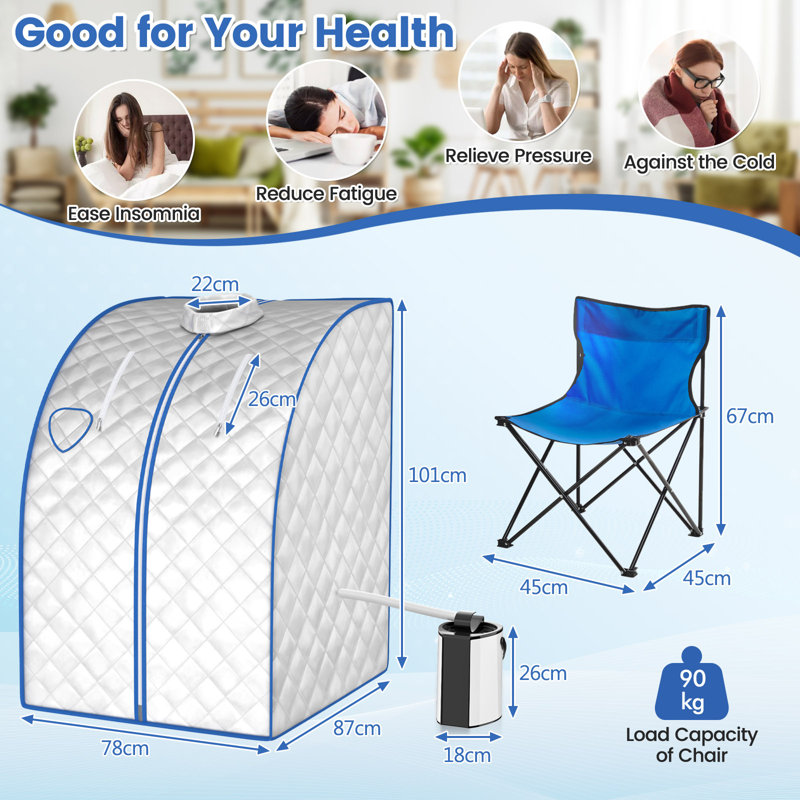 Dakota Fields Brayner Portable Traditional Steam Sauna with Remote Control, Silver