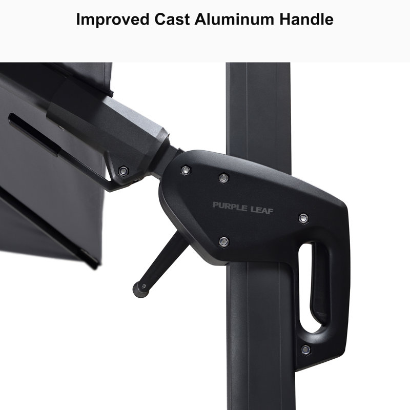 Parasol carré gris clair à énergie solaire en porte-à-faux 10 pi Rosemie, sans base