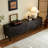 Mid-Century Modern TV Stand - Stylish Entertainment Center with 4 Storage Cabinets for TVs over 55 Inches，Black (Width: 66.9 inches)-977764614-987684908