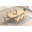 Ensemble de table de salle à manger extensible avec 6 chaises rembourrées et 2 fauteuils, finition brun naturel et sièges gris doux, fabrication en bois d'hévéa