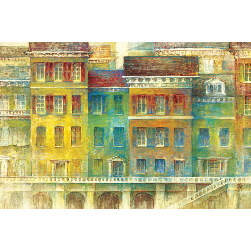 Colourful Buildings Bold - Wrapped Canvas Painting, 81cm H x 122cm W x 3.8cm D