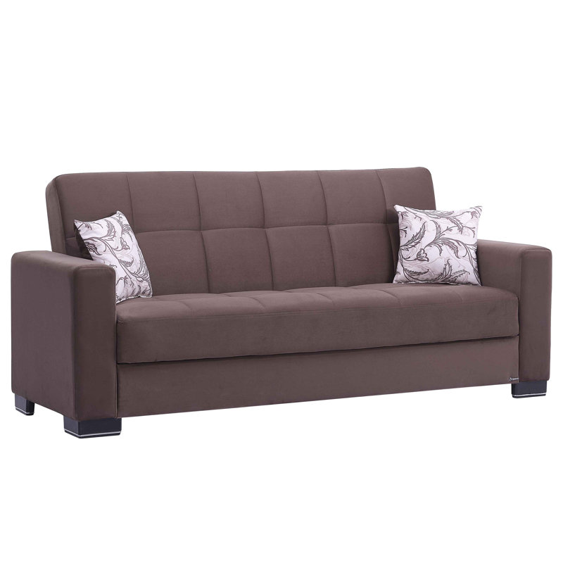  Legacy 89 in. Fabric Upholstered 3-Seater Twin 3-in-1 Sleeper Sofa Bed with Storage, Brown Microfiber
