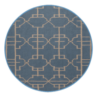 Machine Washable Trellis Blue Area Rug