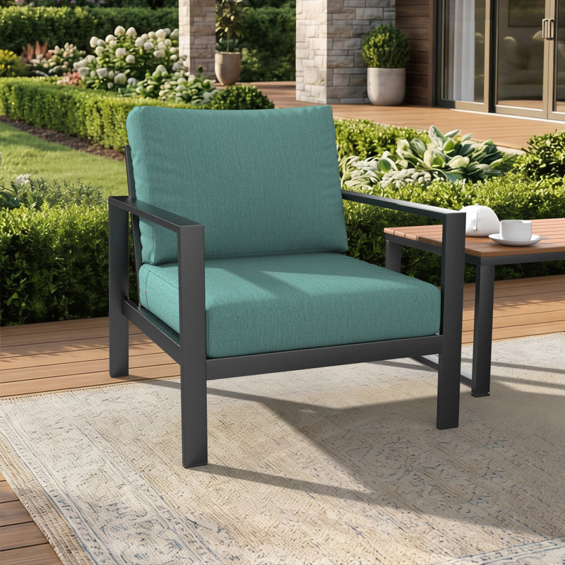 Amala Sunbrella® Outdoor Deep Seating Cushion, Sunbrella® Cast Breeze Plainweave, 25" W x 25.5" D