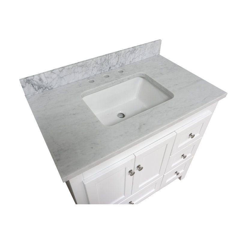 Abbey 36" White Pine Single Bathroom Vanity with Stone Countertop