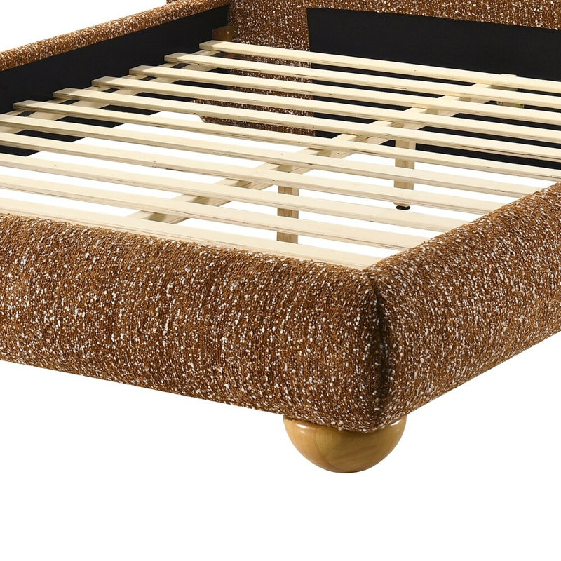 Mobilier de chambre à coucher pour lit double en terre cuite brun rembourré pour grand lit