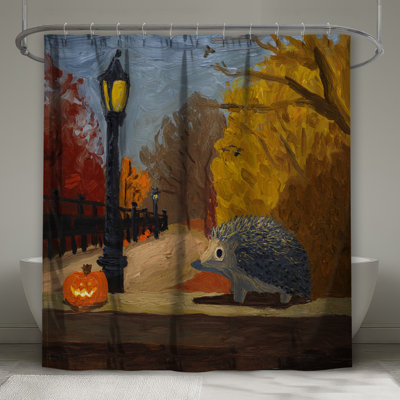 Hedgehog Shower Curtain -  Animal Bathroom Decor Rustic