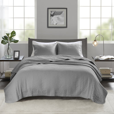 Ensemble de courtepointe réversible 3 pièces Keaton Barwick Gray