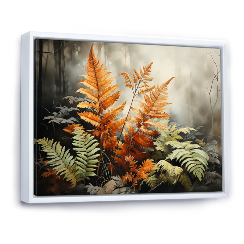 " Ferns Amber Reflections ", H 12 po x l 20 po x P 1 po, Cadre flottant blanc