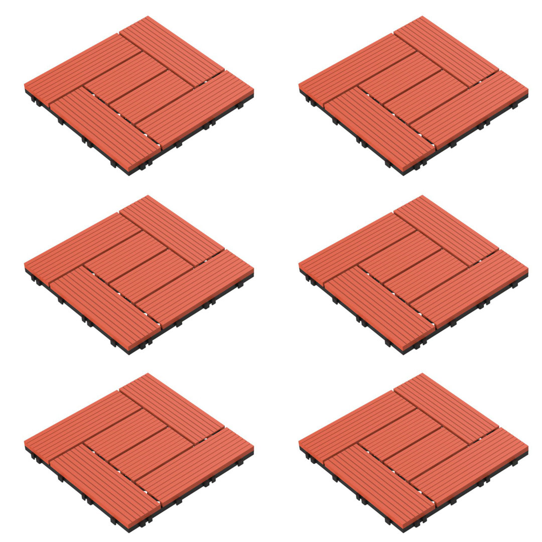 Patio and Deck Tiles - 6-Pack Interlocking Criss-Cross Pattern Outdoor Flooring - Weather-Resistant Square Pavers by Pure Garden (Set of 6) Pure Garden